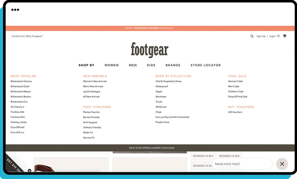 Footgear Collection Page Website