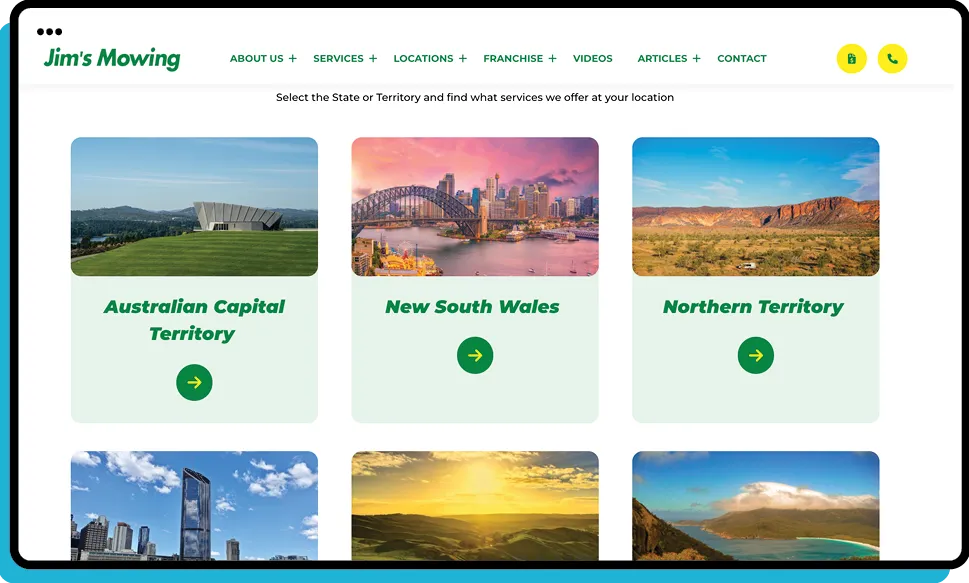 Jims Mowing website Locatoons