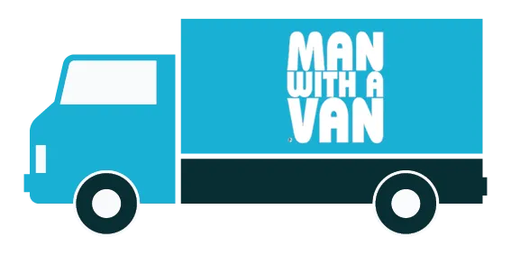 man with a van truck vector icon