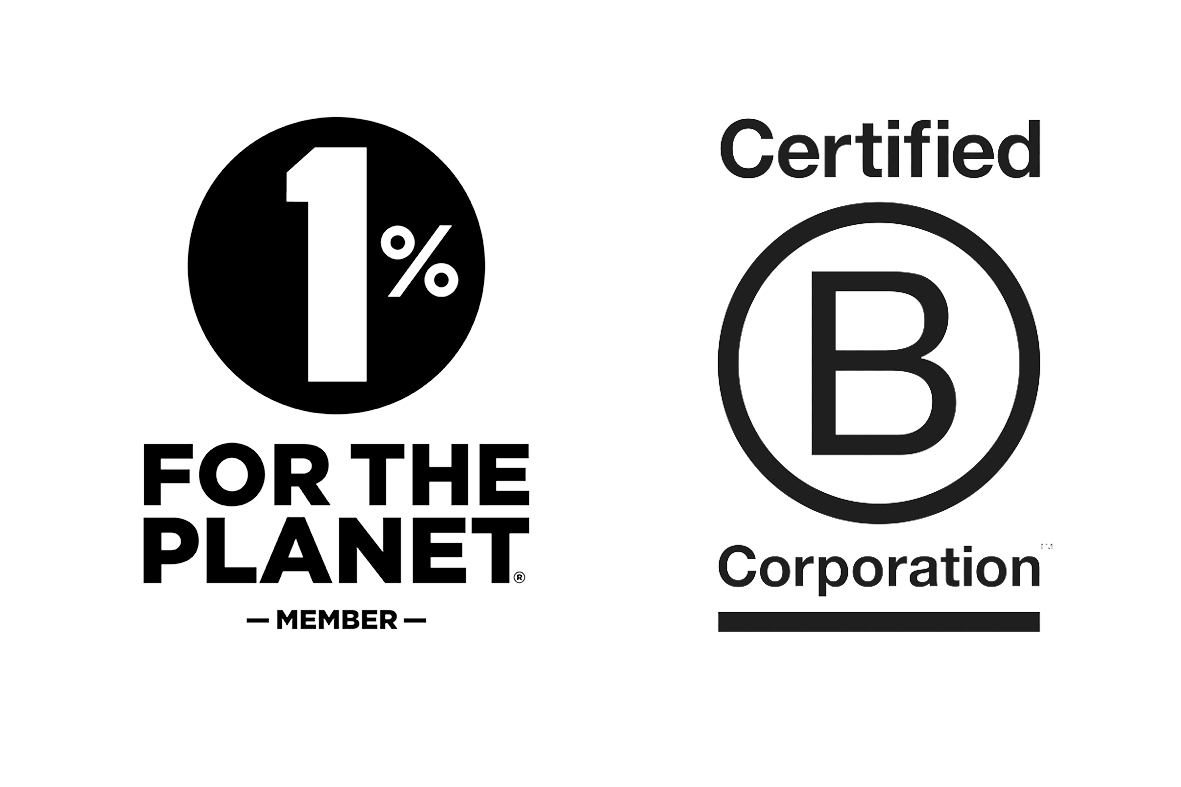1% for the planet & Certified B Corp logos
