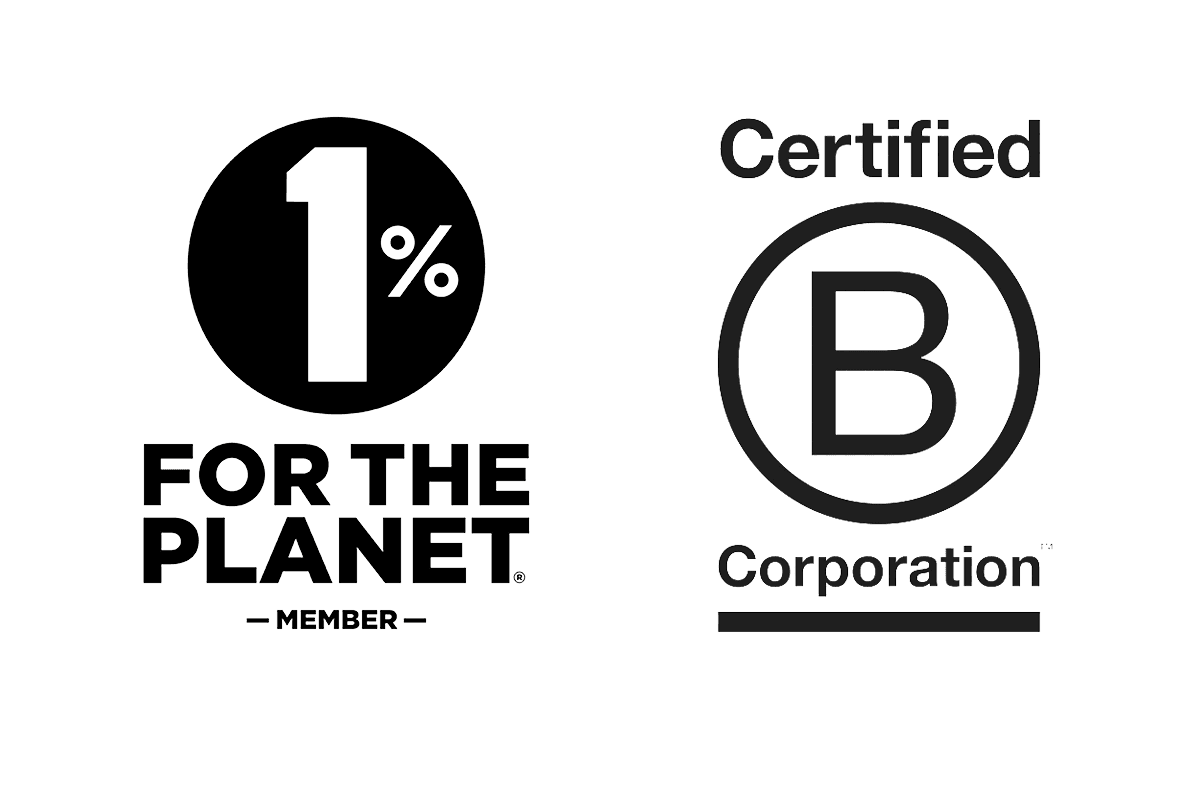 1% for the planet & Certified B Corp logos