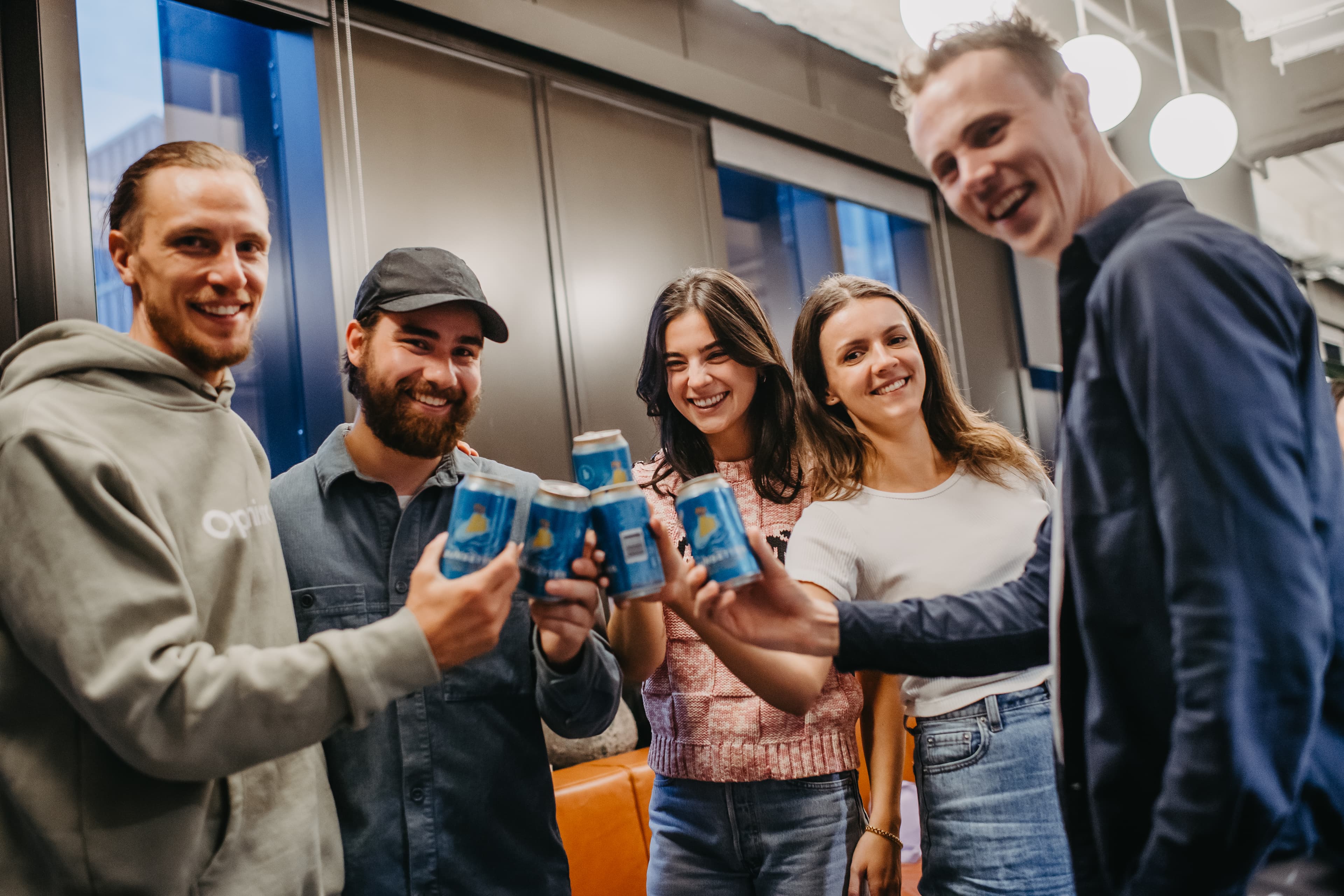 Optimising crew cheers their Brick Lane Brewing Beers