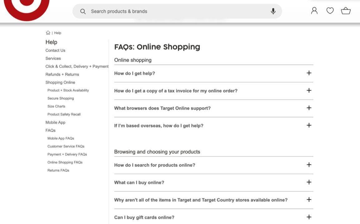 FAQ Page Example screenshot