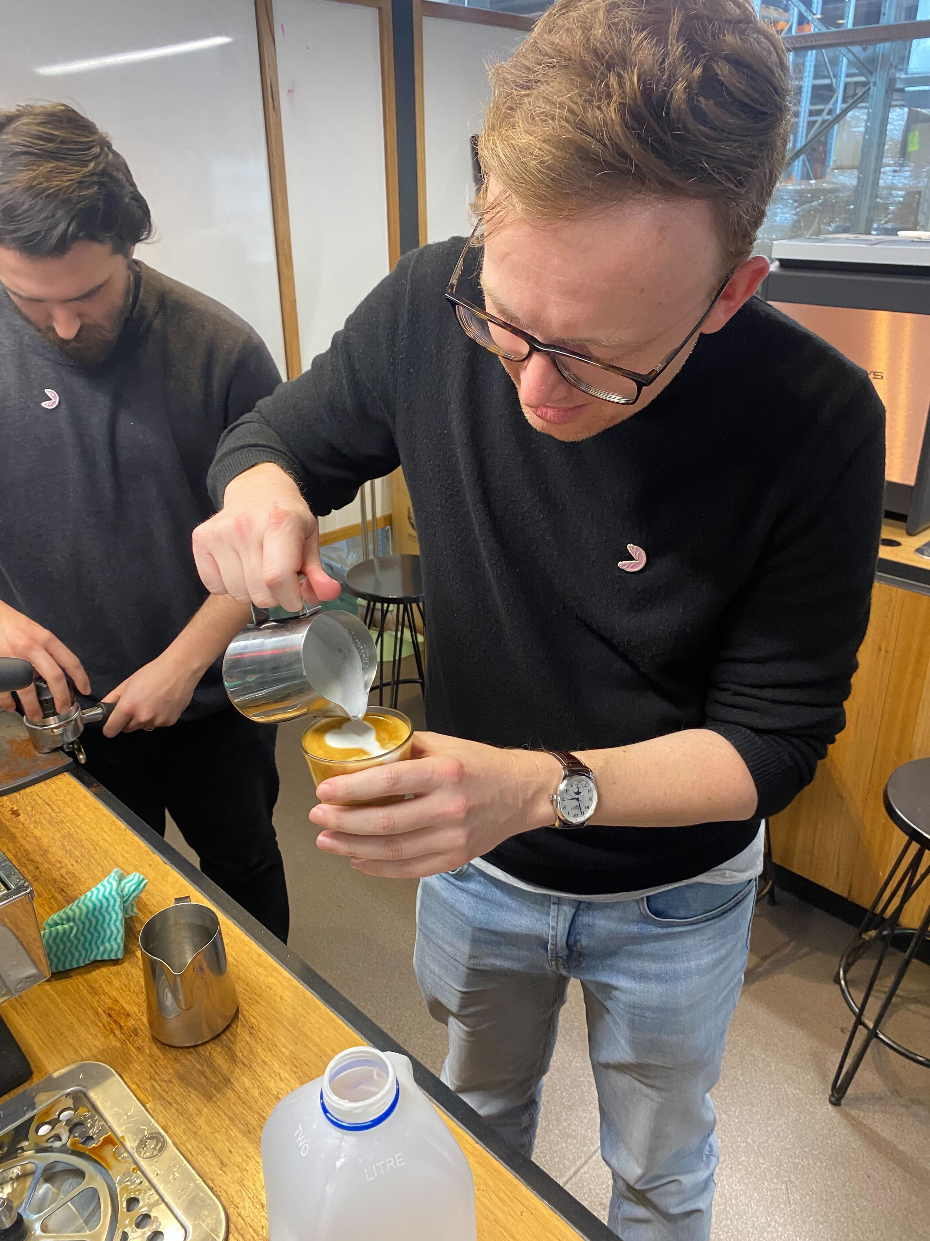 Jim doing some latte art