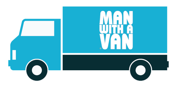 man with a van truck vector icon