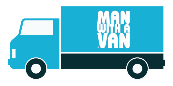 man with a van truck vector icon