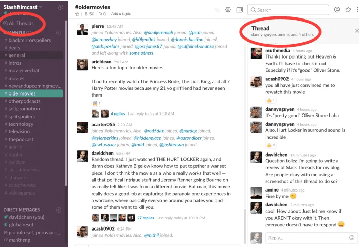 Slack threads